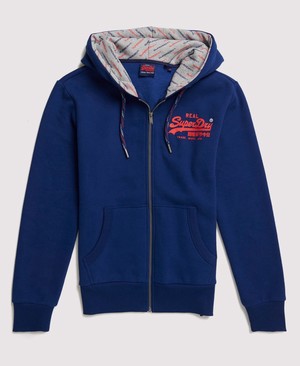 Superdry Vintage Logo 1St Cipzár Férfi Kapucnis Pulóver Sötétkék | ISFCO2560